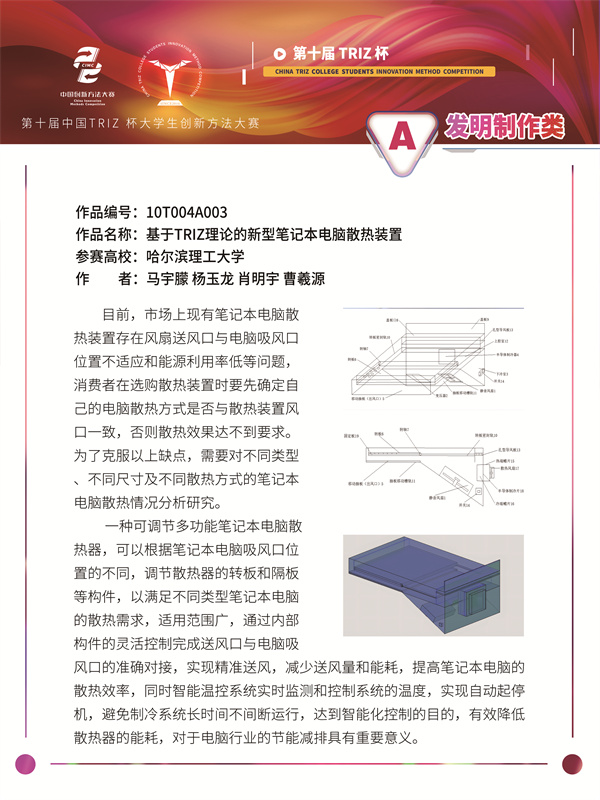 10T004A003-基于TRIZ理论的新型笔记本电脑散热装置-海报资料