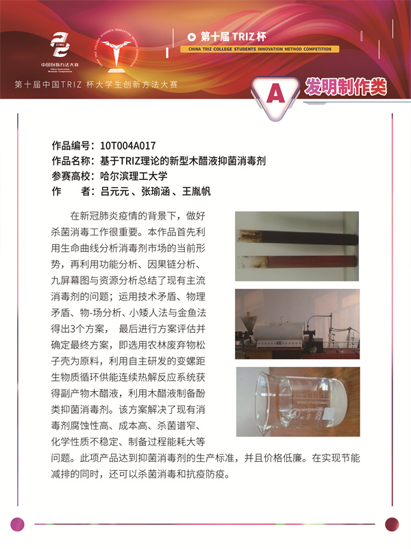 10T004A017-基于TRIZ理论的新型木醋液抑菌消毒剂-海报材料