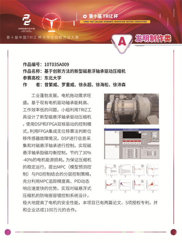 10T035A009 东北大学 电磁小分队 基于创新方法的新型磁悬浮轴承驱动压缩机