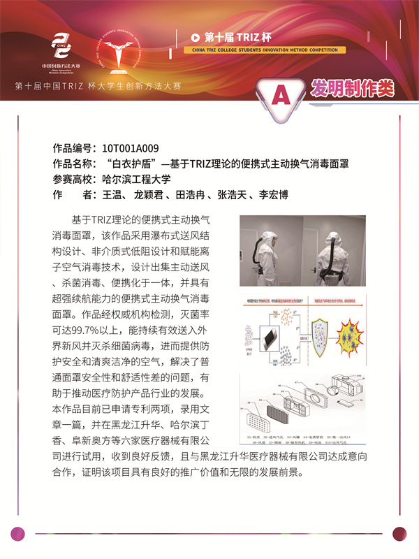 展板制作“白衣护盾”—基于TRIZ理论的便携式主动换气消毒面罩